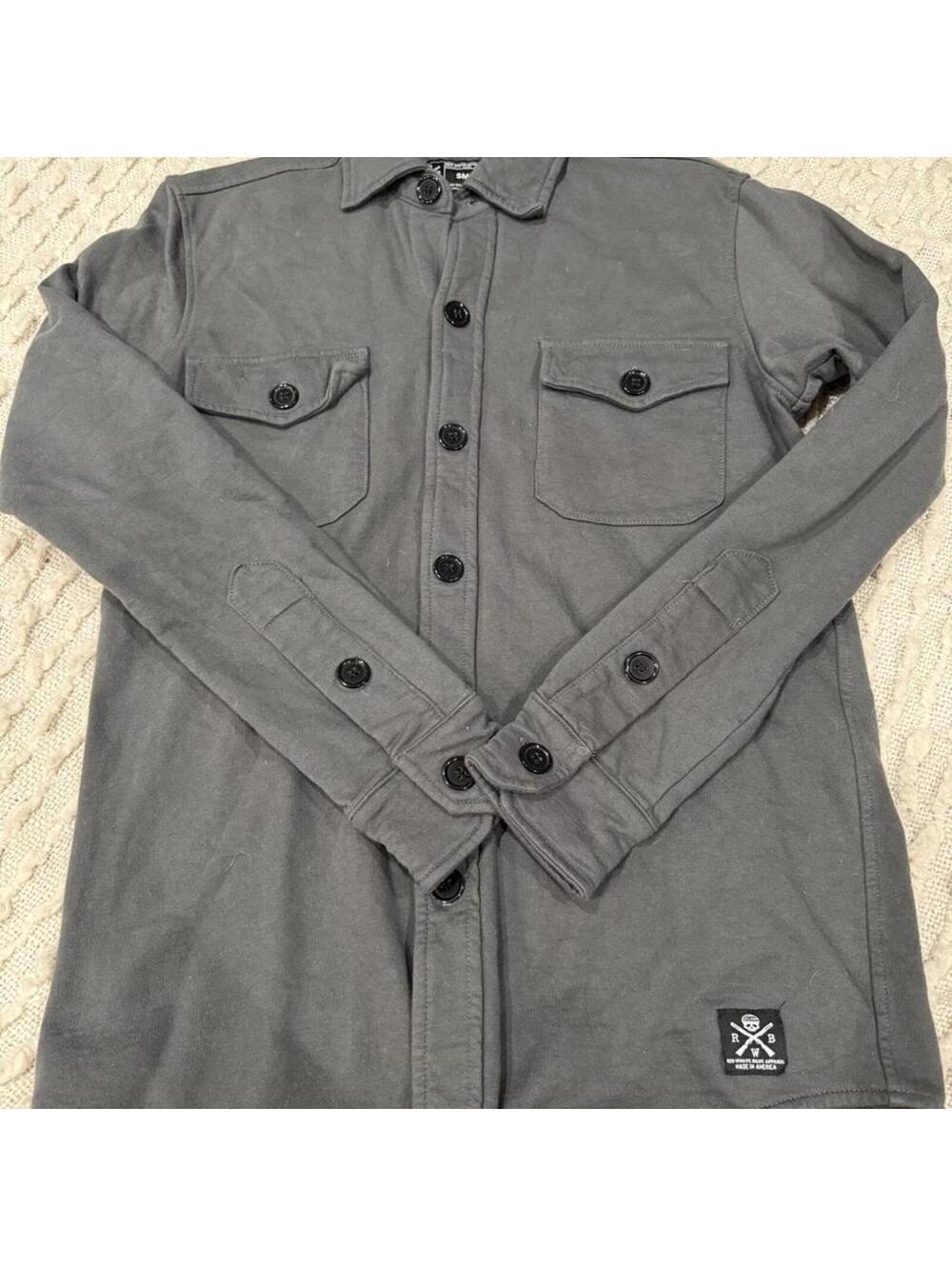 Red White Blue Apparel Gray Button-Up Shirt Jacket
